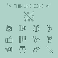 Image showing Music and entertainment thin line icon set