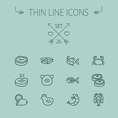 Image showing Food thin line icon set