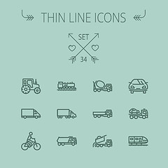 Image showing Transportation thin line icon set