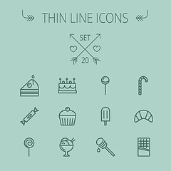 Image showing Food thin line icon set