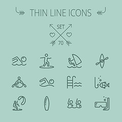 Image showing Sports thin line icon set