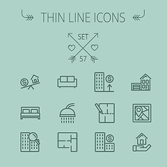 Image showing Real Estate thin line icon set