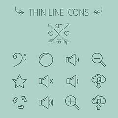 Image showing Music and entertainment thin line icon set