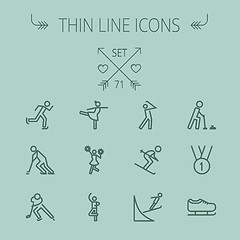 Image showing Sports thin line icon set