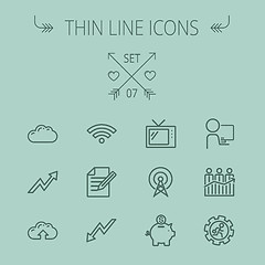 Image showing Business thin line icon set