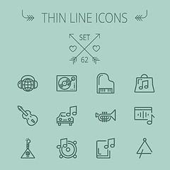 Image showing Music and entertainment thin line icon set