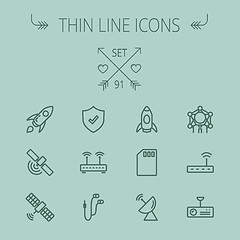 Image showing Technology thin line icon set