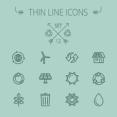 Image showing Ecology thin line icon set