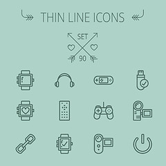Image showing Technology thin line icon set