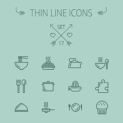 Image showing Food thin line icon set