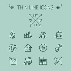 Image showing Ecology thin line icon set