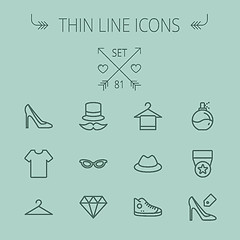 Image showing Business shopping thin line icon set