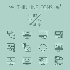 Image showing Technology thin line icon set