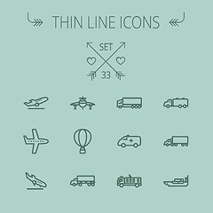 Image showing Transportation thin line icon set