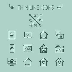 Image showing Real Estate thin line icon set