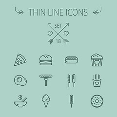 Image showing Food thin line icon set