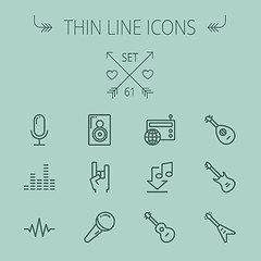 Image showing Music and entertainment thin line icon set