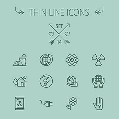 Image showing Ecology thin line icon set