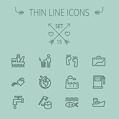 Image showing Ecology thin line icon set