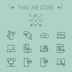 Image showing Technology thin line icon set