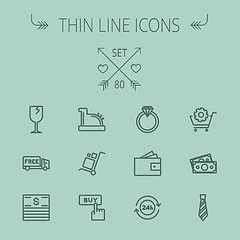 Image showing Business shopping thin line icon set