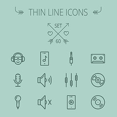 Image showing Music and entertainment thin line icon set