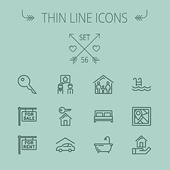 Image showing Real Estate thin line icon set