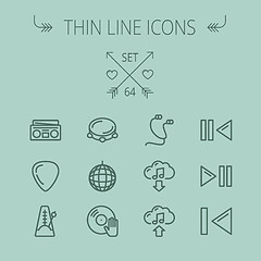 Image showing Music and entertainment thin line icon set