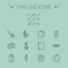 Image showing Food thin line icon set