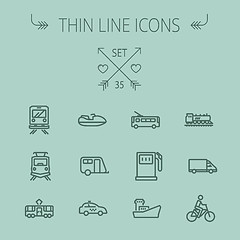 Image showing Transportation thin line icon set