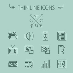 Image showing Mutimedia thin line icon set