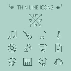 Image showing Music and entertainment thin line icon set