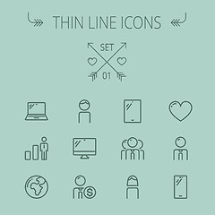 Image showing Technology thin line icon set