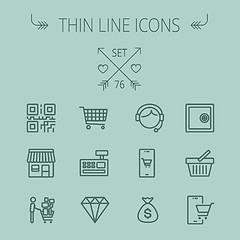 Image showing Business shopping thin line icon set