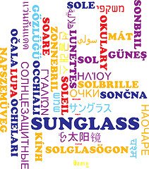 Image showing Sunglass multilanguage wordcloud background concept