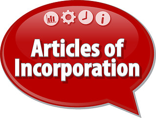 Image showing Articles of Incorporation Business term speech bubble illustrati
