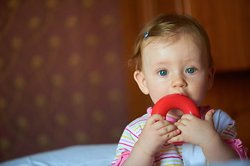 Image showing baby playing with toys at home