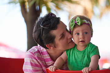 Image showing portrait of happy young mother and baby