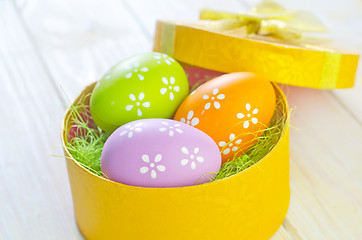 Image showing easter eggs in yellow box