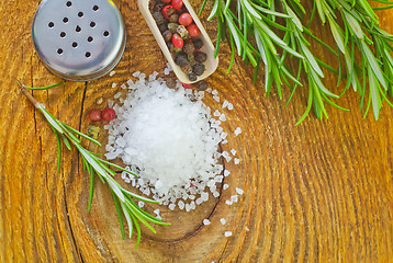 Image showing salt, rosemary and pepper