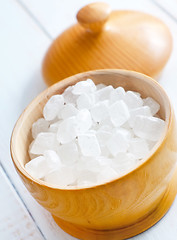 Image showing White sugar in the wooden vase