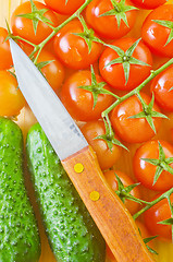 Image showing cucumber and tomato