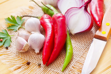 Image showing chilli, garlic and onion