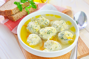 Image showing soup with meat balls