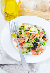 Image showing salad with salmon