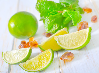 Image showing lime with mint and sugar