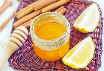 Image showing honey,cinnamon,and lemon