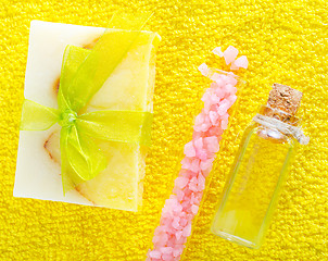 Image showing aroma soap and salt