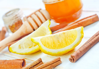 Image showing honey,cinnamon,and lemon