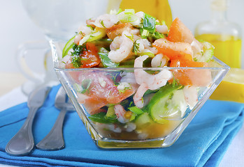 Image showing salad with seafood